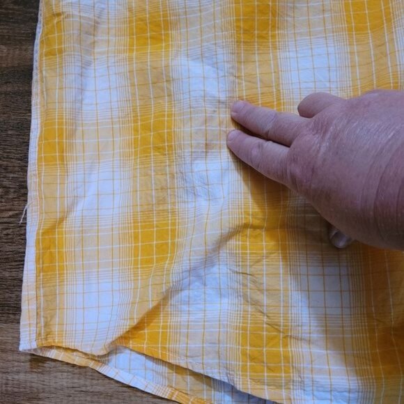 Men's LRG yellow white plaid shirt short sleeve button down 4XL 4X FLAW - Picture 3 of 6